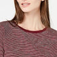 Camisa listrada feminina Maison Jules com manga 3/4, vinho, tamanho médio
