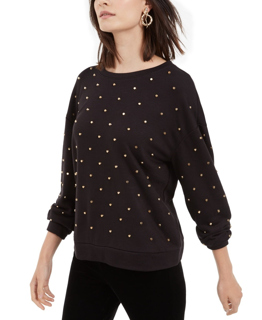 Moletom com tachas feminino INC International Concepts, preto, tamanho X-S