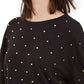 Moletom com tachas feminino INC International Concepts, preto, tamanho X-S