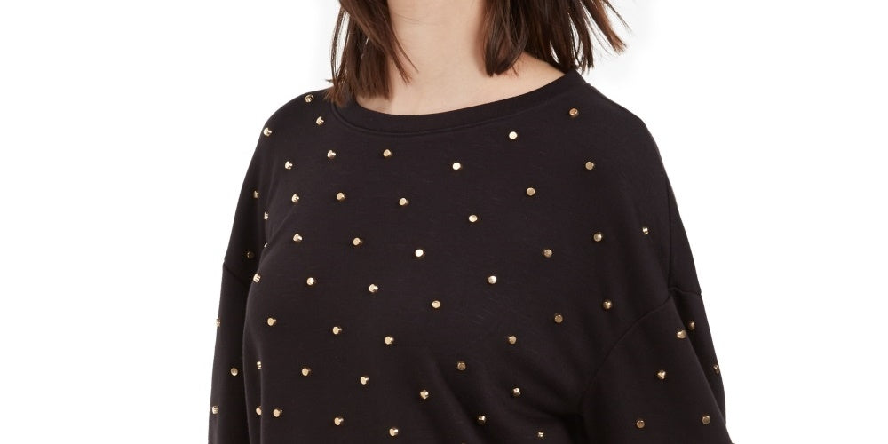 Moletom com tachas feminino INC International Concepts, preto, tamanho X-S