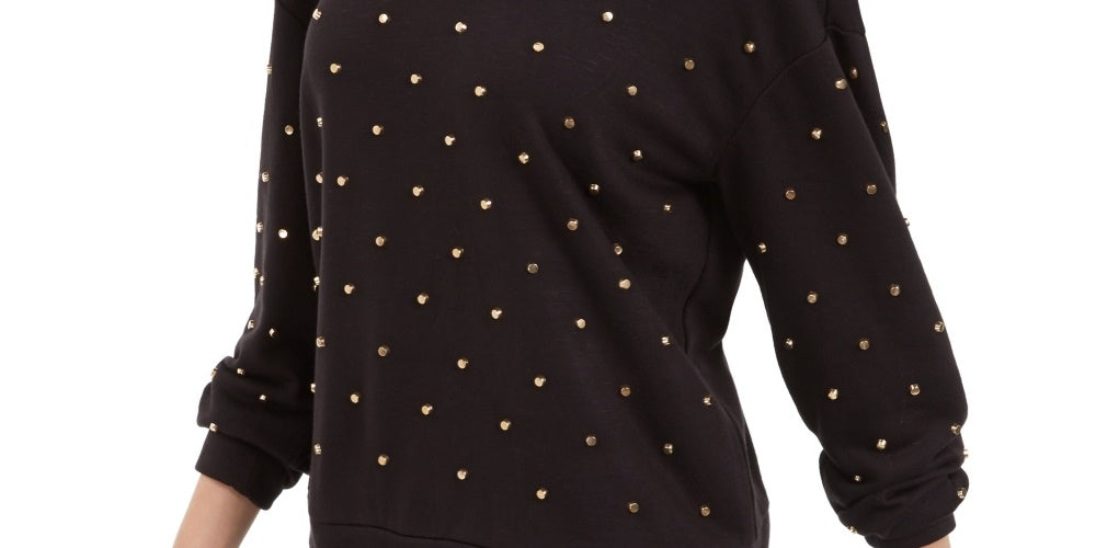 Moletom com tachas feminino INC International Concepts, preto, tamanho X-S