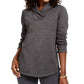 Karen Scott Suéter Feminino Esportivo Gola Xale Fleece Cinza Escuro Tamanho Extra Pequeno
