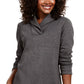 Karen Scott Suéter Feminino Esportivo Gola Xale Fleece Cinza Escuro Tamanho Extra Pequeno