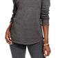 Karen Scott Suéter Feminino Esportivo Gola Xale Fleece Cinza Escuro Tamanho Extra Pequeno