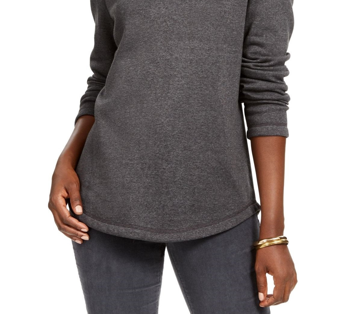 Karen Scott Suéter Feminino Esportivo Gola Xale Fleece Cinza Escuro Tamanho Extra Pequeno