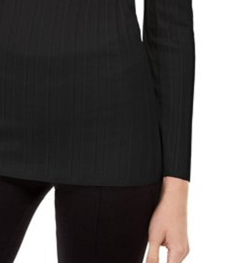 Suéter feminino canelado ombro a ombro da INC International Concepts, preto, tamanho médio