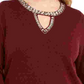 Suéter feminino plus size com decote em V da INC International Concepts, vermelho, tamanho 0X