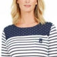 Karen Scott Sport Colorblocked Listrado Top Feminino Azul Marinho Tamanho Médio