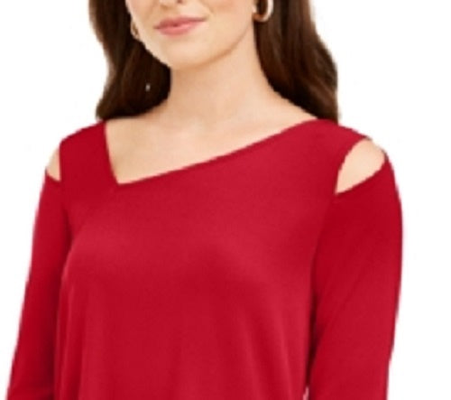 Top assimétrico com recorte feminino Alfani, vermelho, tamanho pequeno e pequeno