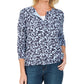 Karen Scott Cardigan Feminino Estampado Azul Tamanho XS