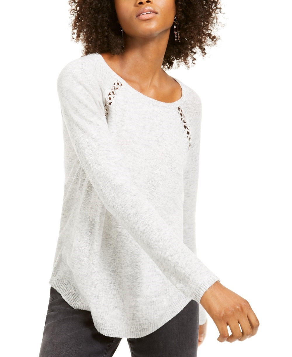 Suéter Peekaboo Grommet Feminino da INC International Concepts, Cinza, Tamanho Pequeno