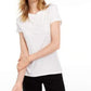 Camiseta feminina lisa com amarração nas costas Maison Jules, branca, tamanho médio