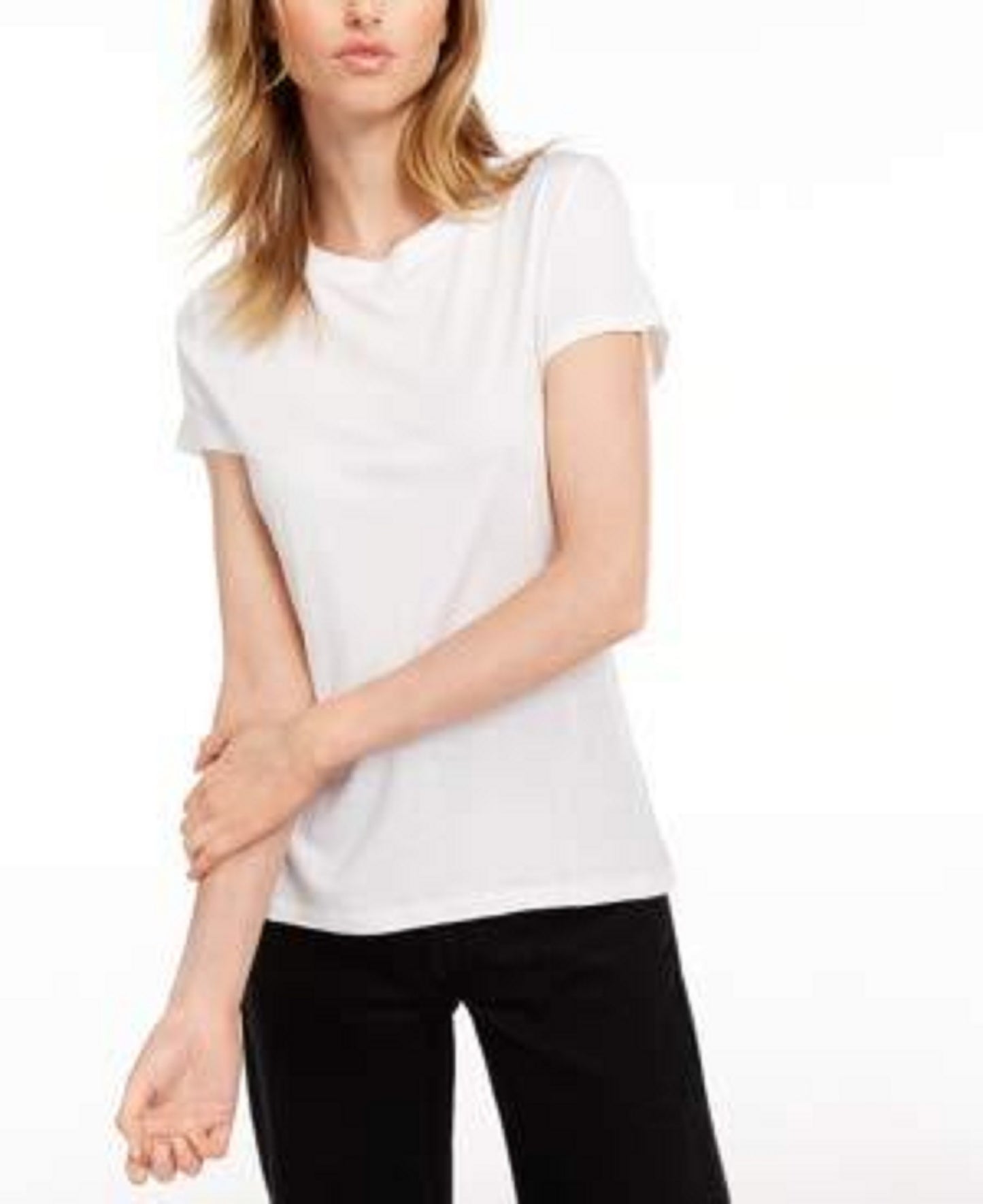 Camiseta feminina lisa com amarração nas costas Maison Jules, branca, tamanho médio