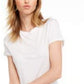 Camiseta feminina lisa com amarração nas costas Maison Jules, branca, tamanho médio