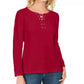 Moletom feminino Karen Scott com cadarço French Terry vermelho tamanho XX-G