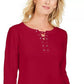 Moletom feminino Karen Scott com cadarço French Terry vermelho tamanho XX-G