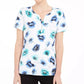 Karen Scott Top Henley Estampado Feminino Branco Tamanho Médio