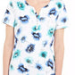 Karen Scott Top Henley Estampado Feminino Branco Tamanho Médio