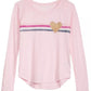 Camiseta listrada com estampa de coração para meninas grandes da Epic Threads, tamanho grande, rosa