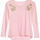 Camiseta borboleta Epic Threads Big Girls rosa tamanho médio