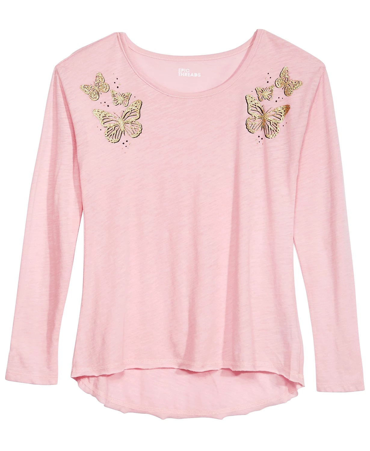 Camiseta borboleta Epic Threads Big Girls rosa tamanho médio