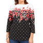 Blusa feminina Karen Scott Emily com estampa de gola canoa, preta, tamanho médio