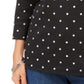 Blusa feminina Karen Scott Emily com estampa de gola canoa, preta, tamanho médio