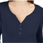 Camisa Henley Manga 3/4 Feminina Karen Scott Azul Tamanho P
