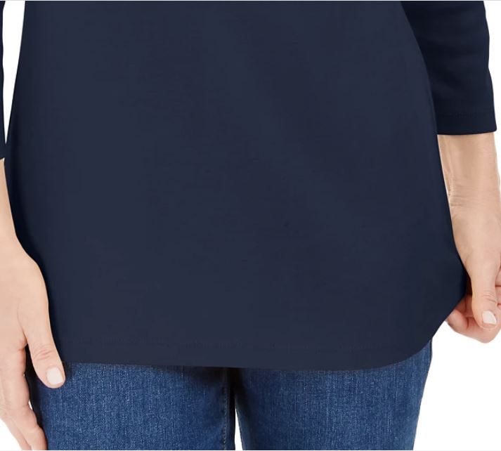 Camisa Henley Manga 3/4 Feminina Karen Scott Azul Tamanho P