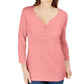 Camisa Henley Karen Scott Feminina Manga 3/4 Rosa Tamanho Grande