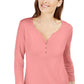 Camisa Henley Karen Scott Feminina Manga 3/4 Rosa Tamanho Grande