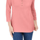 Camisa Henley Karen Scott Feminina Manga 3/4 Rosa Tamanho Grande