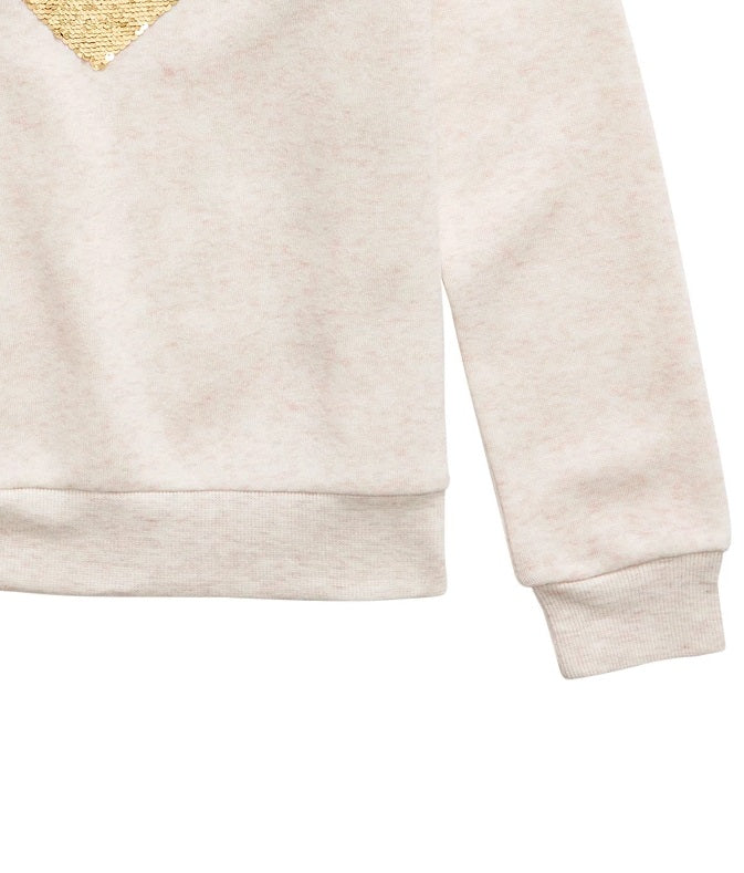 Moletom com lantejoulas e coração para meninas grandes da Epic Threads, tamanho médio, branco