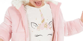 Camiseta manga comprida com chifre de unicórnio para meninas Epic Threads, branca, tamanho 5
