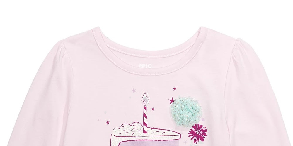 Camiseta infantil com fatias de bolo da Epic Threads, rosa, tamanho 5