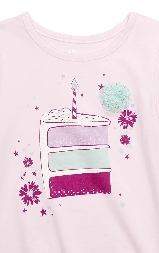 Camiseta infantil com fatias de bolo da Epic Threads, rosa, tamanho 6