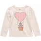 Camiseta manga comprida com balão de ar em formato de coração para meninas Epic Threads, branca, tamanho 6