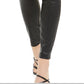 Calça skinny feminina Bar III com botões e revestimento, preta, tamanho 0