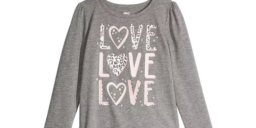 Camiseta infantil feminina Epic Threads Cheetah Love, cinza, tamanho 4T
