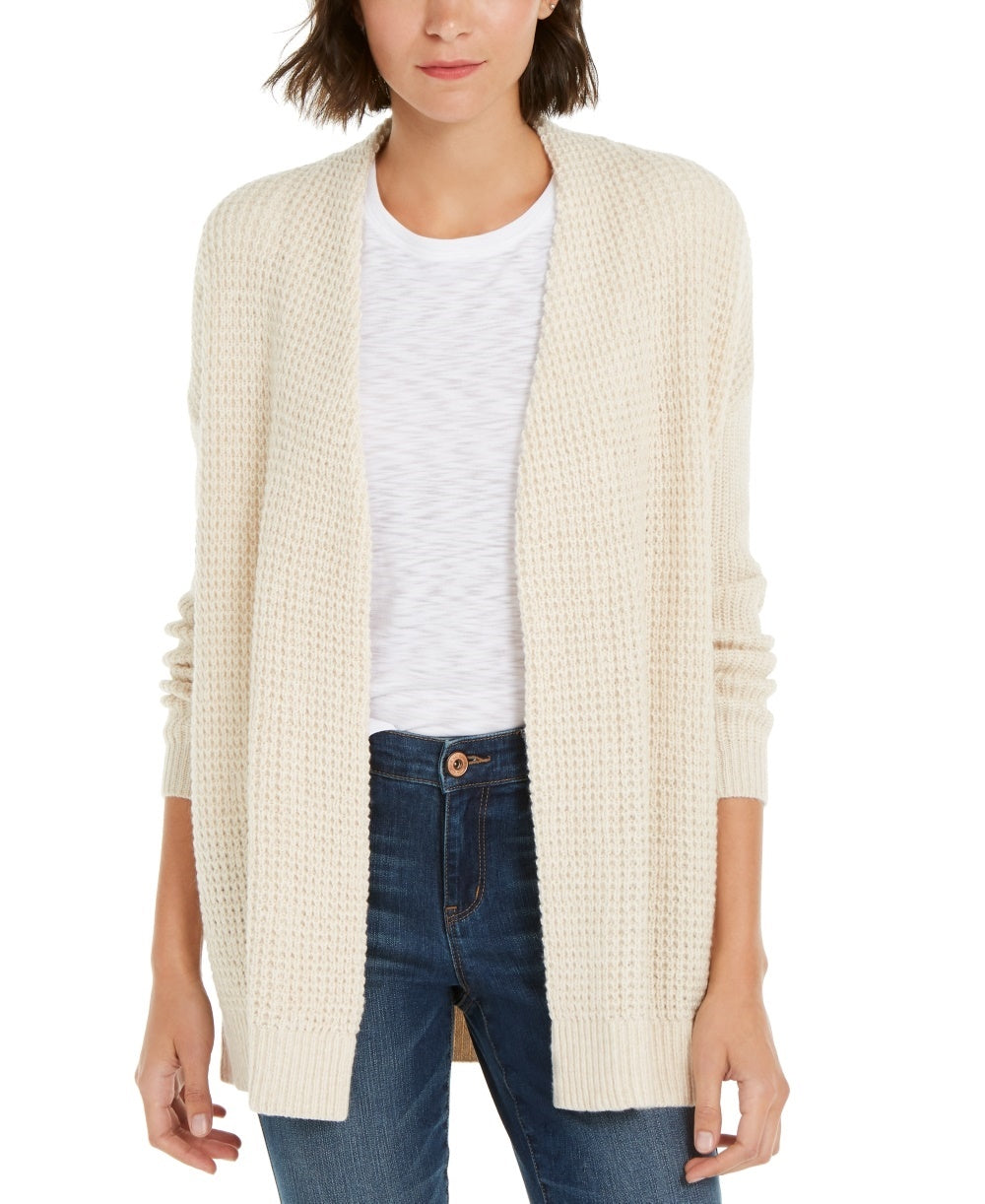 Cardigan feminino aconchegante com ponto waffle da INC International Concepts, branco, tamanho médio