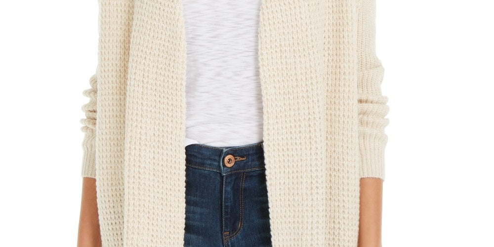 Cardigan feminino aconchegante com ponto waffle da INC International Concepts, branco, tamanho médio