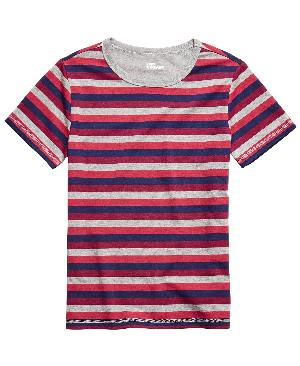Camiseta Epic Threads Big Boys Multi-Listras Cinza Tamanho P