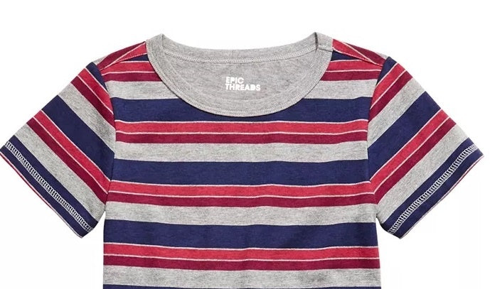 Camiseta infantil Epic Threads Multi-Listras para Meninos, Cinza, Tamanho 3T