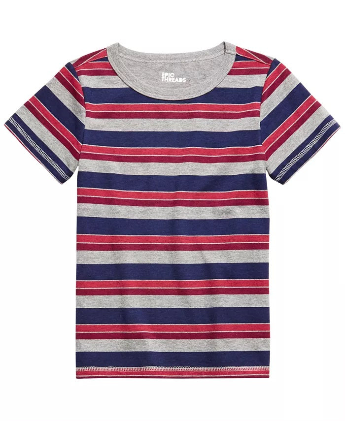 Camiseta infantil listrada infantil Epic Threads, cinza, tamanho 5