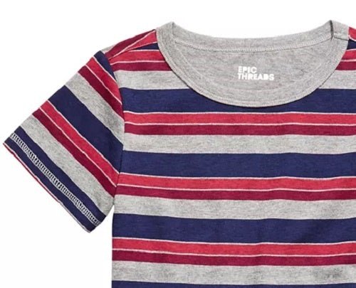 Camiseta infantil listrada infantil Epic Threads, cinza, tamanho 5