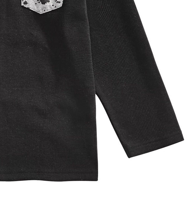 Camiseta de malha térmica com capuz e estampa de respingos em blocos de cores para meninos da Epic Threads, preta, tamanho 3T