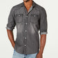 Camisa jeans desbotada masculina INC International Concepts cinza tamanho XX-G