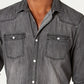 Camisa jeans desbotada masculina INC International Concepts cinza tamanho XX-G