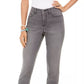 Jeans feminino estilo curvilíneo skinny com bolso brilhante, tamanho 14, carvão
