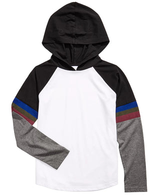 Epic Threads Big Boys Hooded Colorblocked T-Shirt White Size Small